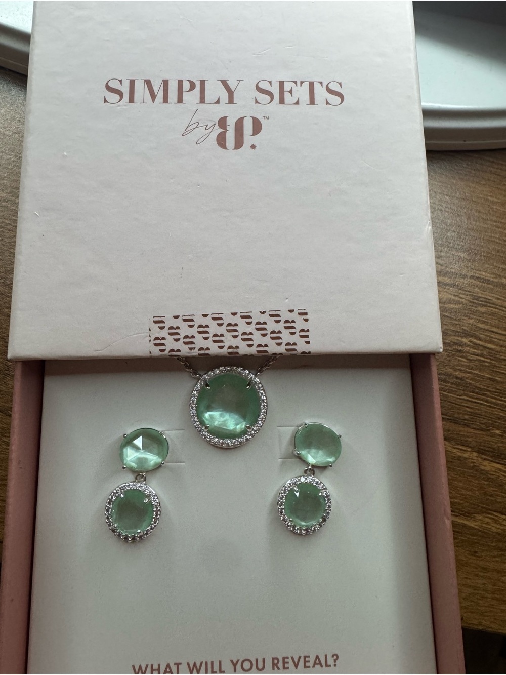 Green Mother of Pearl Pendant Necklace & Earring Set Simply Sets 2025 Adalia Set